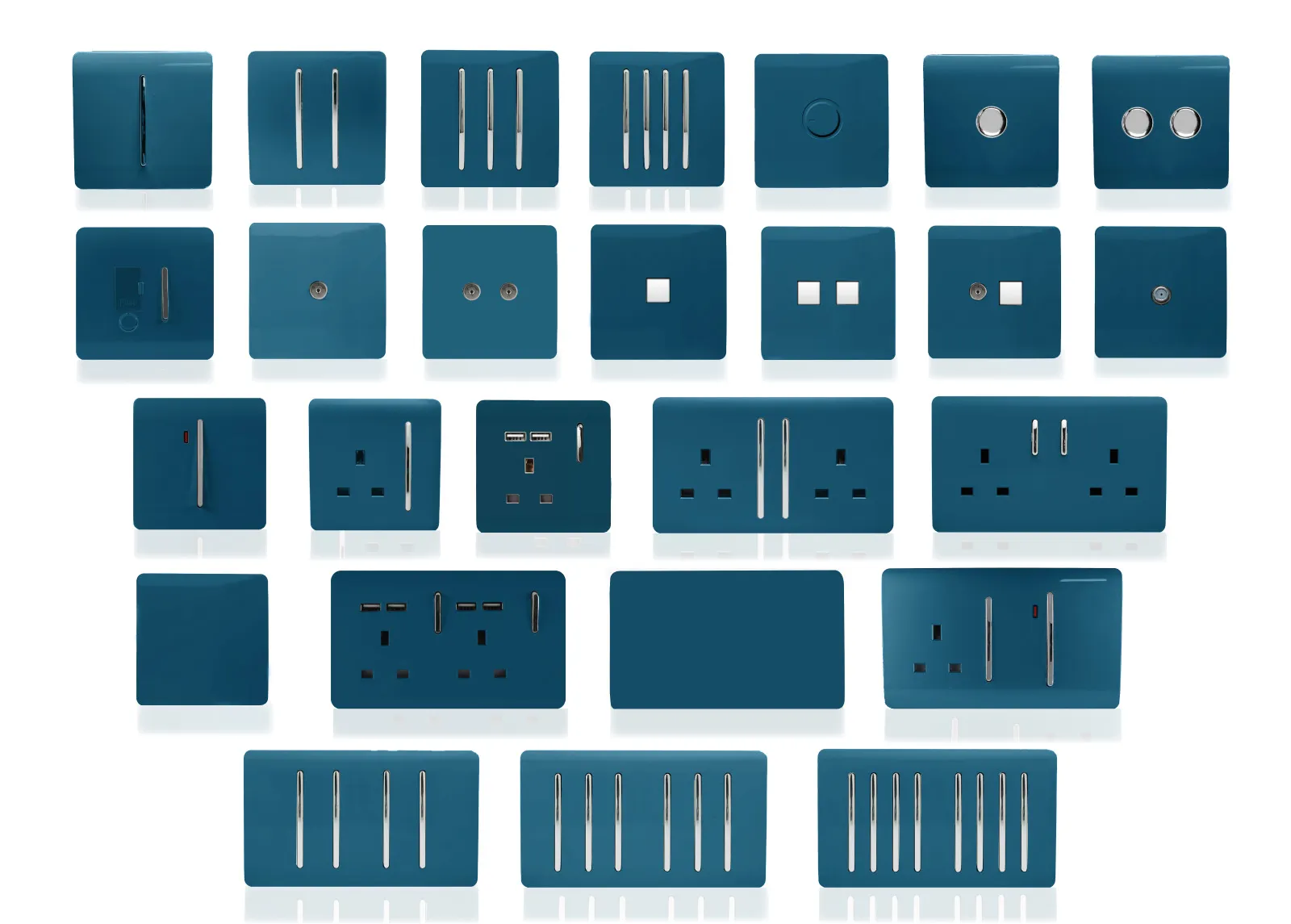 2 Gang Retractive Home Auto.Switch Midnight Blue ART-SSR2MD  Trendi Midnight Blue